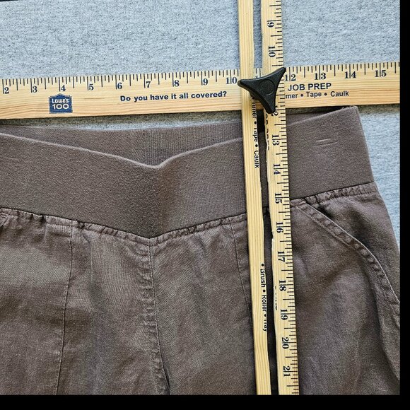 Allen Allen Linen Pants Womens Size S Brown Wide Leg Pull On Stretch Waistband - Picture 2 of 5